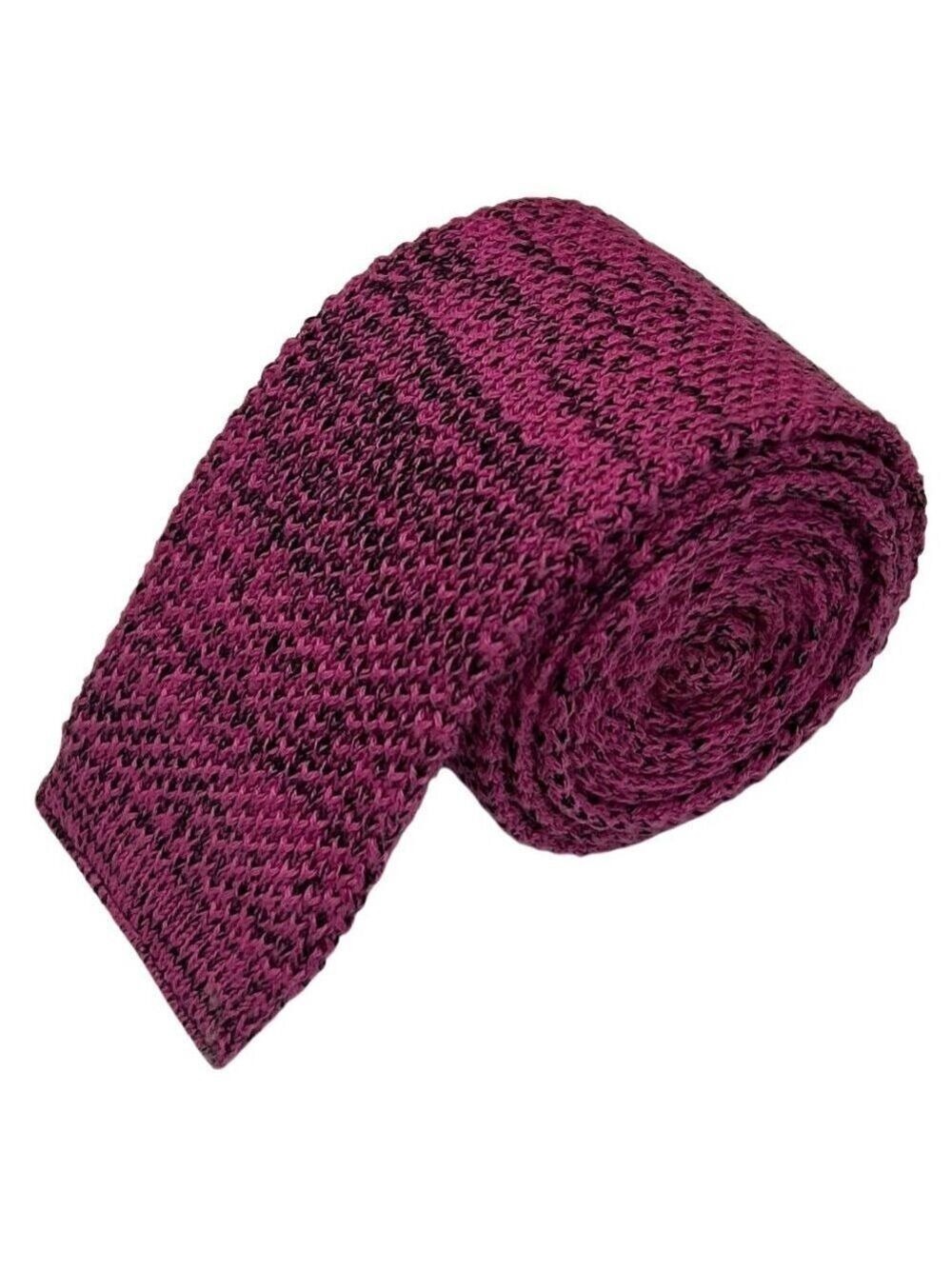 Mallory & Church Magenta Slim Skinny Square Tip Cotton Knit Necktie Tie